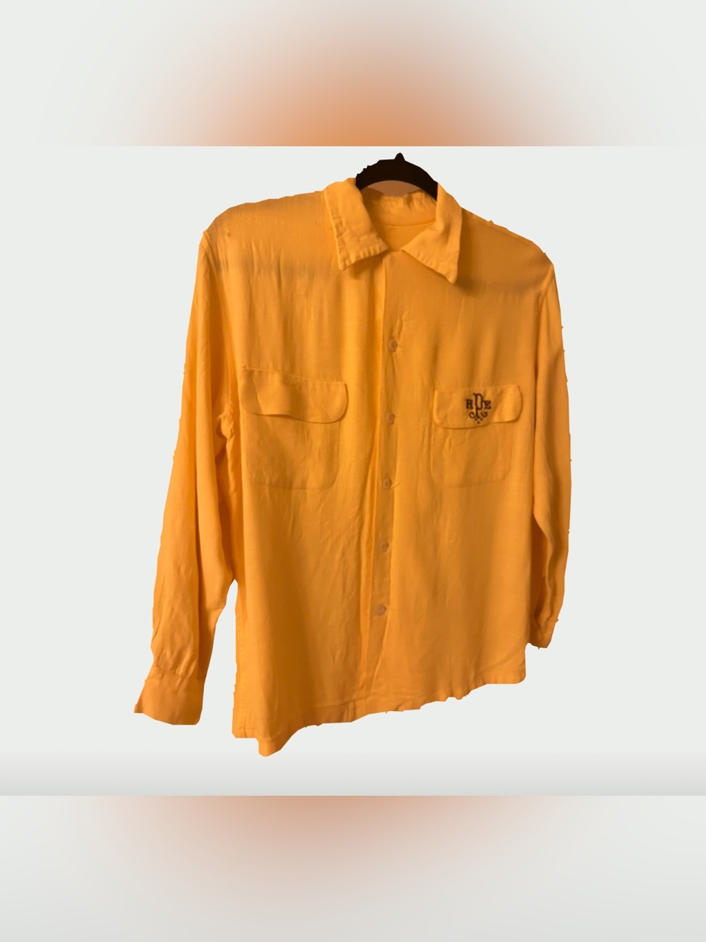 Vintage Mid-Century Monogrammed Camp Shirt-Marigold